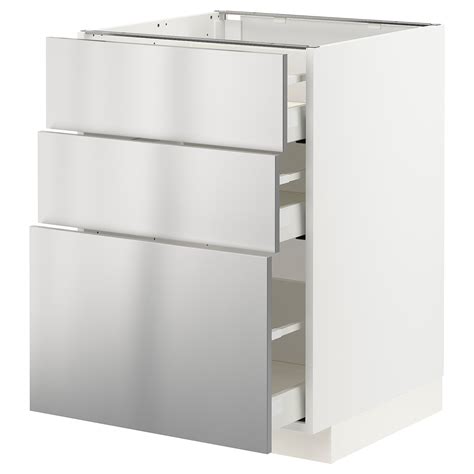 ikea standing cabinet with three stainless steel front drawers|ikea 3 drawer kitchen cabinet.